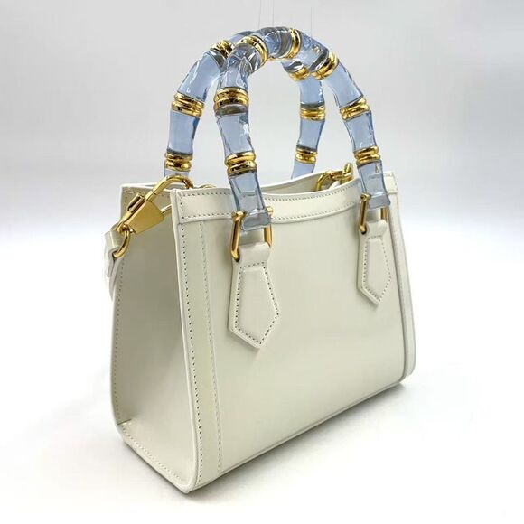 Gucci Diana Leather White Mini Tote Bag Gold 832936 - Picture 2 of 14